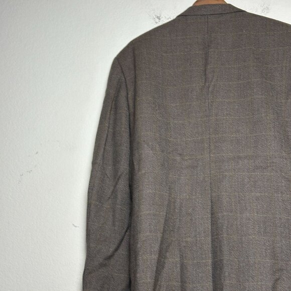 Oscar De La Renta Wool Blazer Coat Jacket Men 40R Brown Prep Minimal Work Formal - Picture 14 of 15